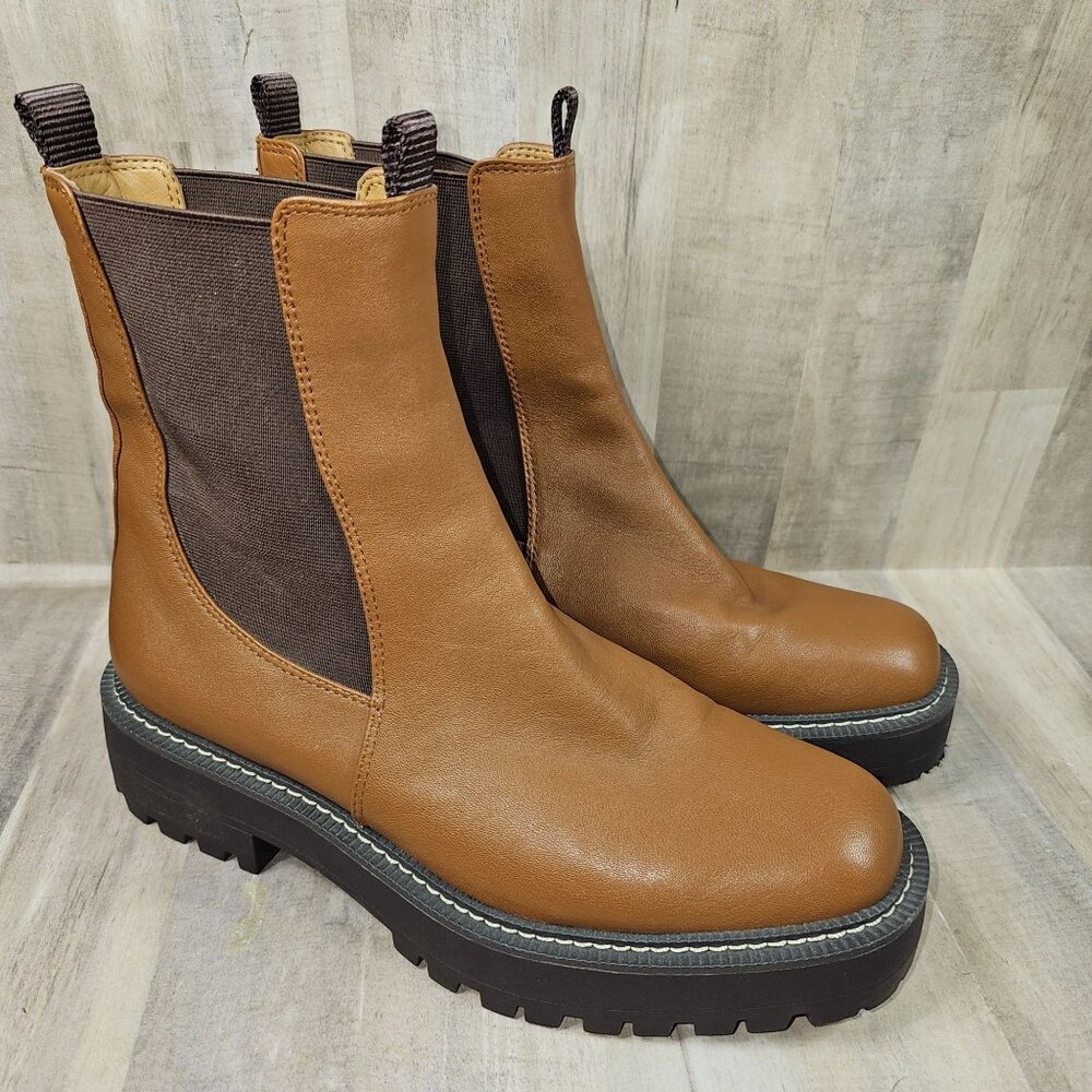Sam Edelman Laguna Womans‎ Size 9.5M Lug Sole Chelsea Leather Boots Booties